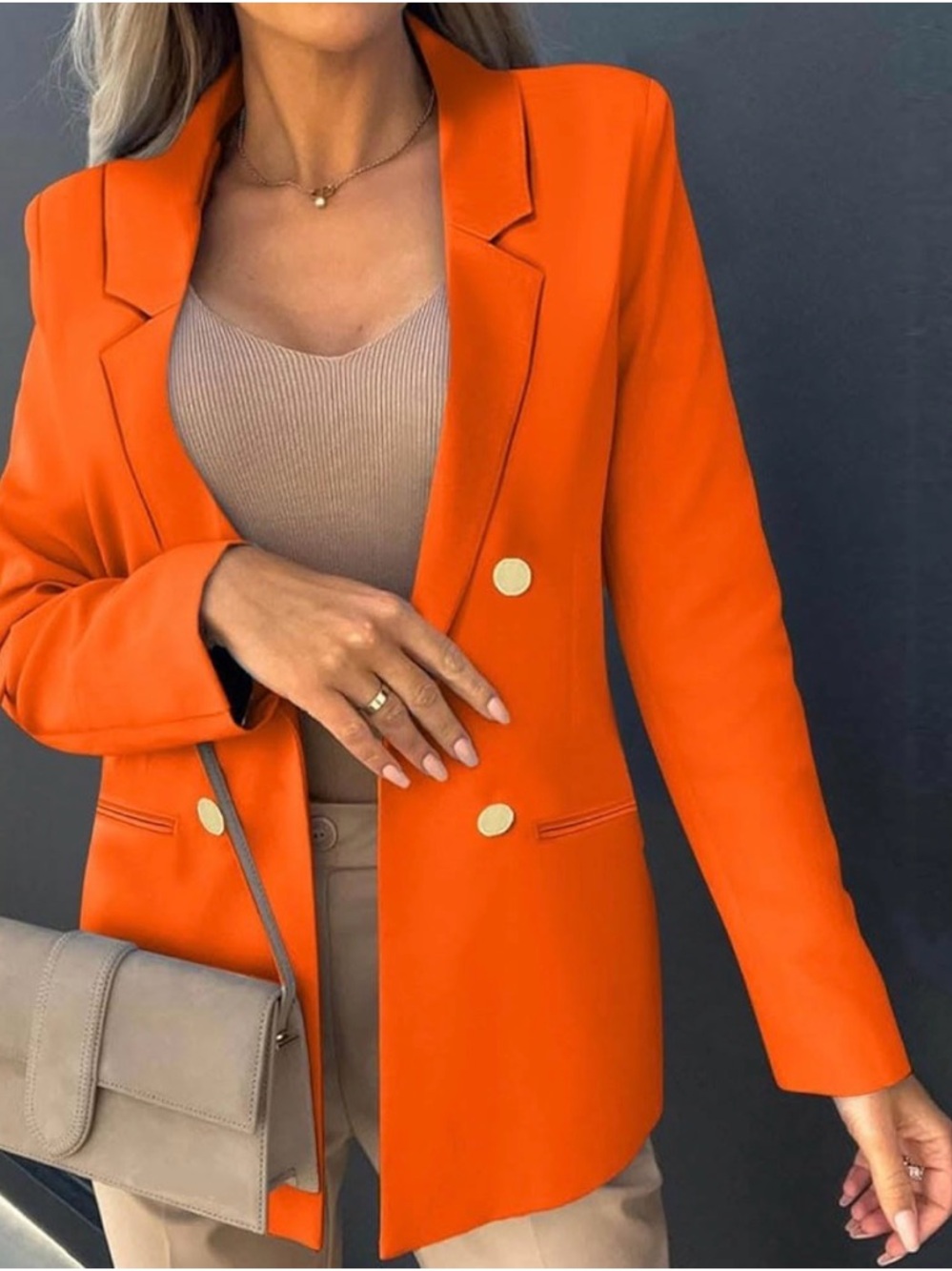 LIKE NEW/MANGO ORANGE 🍊 DOUBLE BREAST LINEN BLAZER SZ: M